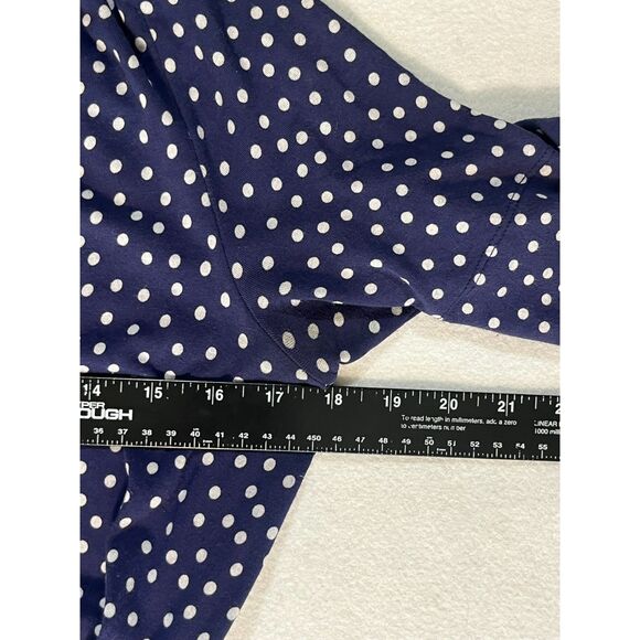 Lilly Pulitzer Navy White Polka Dot Wrap Dress Belted Medium Knee Length Modest - Picture 8 of 9